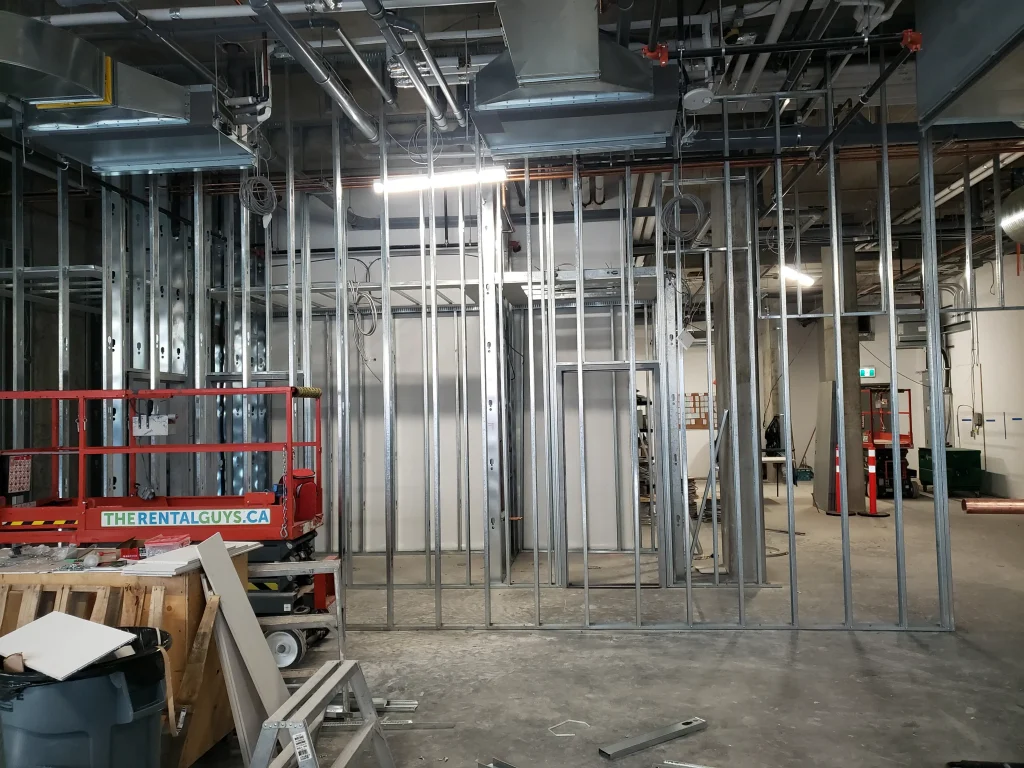 51 North Interiors steel stud framing project at OEB Calgary